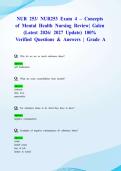 NUR 253&sol; NUR253 Exam 4 &ndash; Concepts of Mental Health Nursing Review&vert; Galen &lpar;Latest 2026&sol; 2027 Update&rpar; 100&percnt; Verified Questions & Answers &vert; Grade A