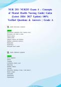 NUR 253&sol; NUR253 Exam 4 &ndash; Concepts of Mental Health Nursing Guide&vert; Galen &lpar;Latest 2026&sol; 2027 Update&rpar; 100&percnt; Verified Questions & Answers &vert; Grade A