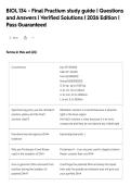 BIOL 134 - Final Practium study guide &vert; Questions&NewLine;and Answers &vert; Verified Solutions &vert; 2026 Edition &vert;&NewLine;Pass Guaranteed