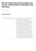 BIOL 134&colon; Tropical Nature Exam &vert; Questions and&NewLine;Answers &vert; Verified Solutions &vert; 2026 Edition &vert; Pass&NewLine;Guaranteed