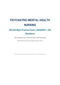 Psychiatric-Mental Health Nursing &ndash; NCLEX-Style Practice Exam &vert; 2026&sol;2027 &ndash; 100 Questions and Correct Answers with Rationales