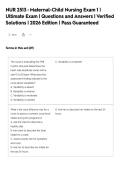 NUR 2513 &colon; Maternal-Child Nursing Exam 1 &vert;&NewLine;Ultimate Exam &vert; Questions and Answers &vert; Verified&NewLine;Solutions &vert; 2026 Edition &vert; Pass Guaranteed