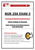 NUR 256 Exam 3 &ndash; Concepts of Mental Health Nursing &ndash; &lpar;2026&rpar; Actual Questions & Answers &lpar;Galen College of Nursing&rpar;