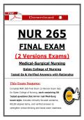 NUR 265 Final Exam &ndash; Medical-Surgical Nursing &ndash; &lpar;2026&rpar; Actual Questions & Answers &lpar;Galen College of Nursing&rpar;