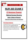 NUR 265 Exam 3 &ndash; Medical-Surgical Nursing &ndash; &lpar;2026&rpar; Actual Questions & Answers &lpar;Galen College of Nursing&rpar;