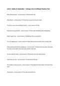 Unit 1&colon; Safety & Sanitation &ndash; Culinary Arts Certificate Practice Test