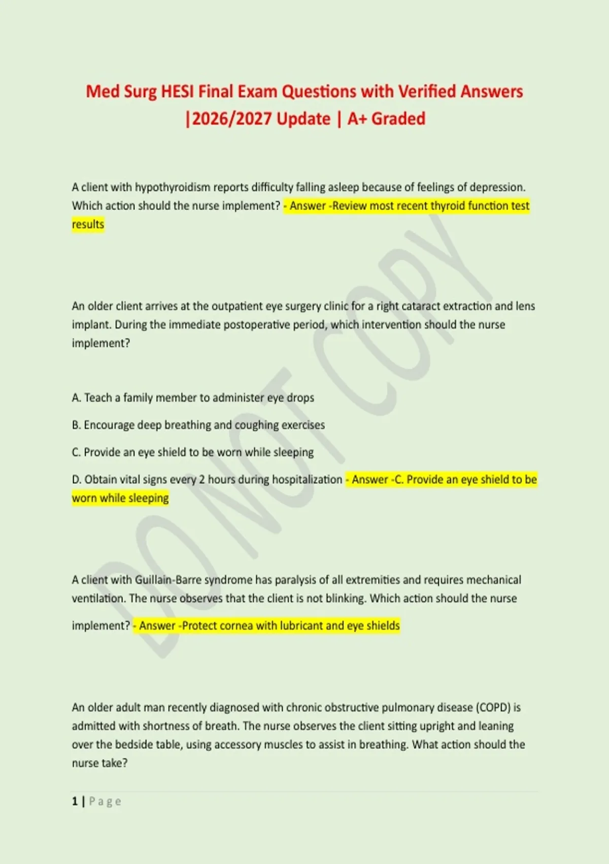 Med Surg HESI Final Exam Questions with Verified Answers |2026/2027 ...
