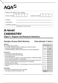 AQA A-level CHEMISTRY Paper 2 Organic and Physical Chemistry Tuesday 18 June 2024&period;
