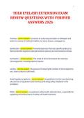 TDLR EYELASH EXTENSION EXAM&NewLine;REVIEW QUESTIONS WITH VERIFIED&NewLine;ANSWERS 2026