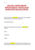 ONS&sol;ONCC CHEMOTHERAPY&NewLine;IMMUNOTHERAPY CERTIFICATION&NewLine;EXAM&vert;LATEST Q&A 2026 UPDATE&NewLine;