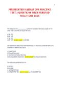 FIREFIGHTER HAZMAT OPS PRACTICE&NewLine;TEST 1 QUESTIONS WITH VERIFIED&NewLine;SOLUTIONS 2026&NewLine;