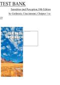 Test Bank for Sensation and Perception 10th Edition Goldstein