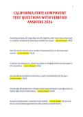 CALIFORNIA STATE COMPONENT&NewLine;TEST QUESTIONS WITH VERIFIED&NewLine;ANSWERS 2026&NewLine;