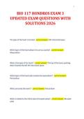 BIO 117 HONDROS EXAM 3&NewLine;UPDATED EXAM QUESTIONS WITH&NewLine;SOLUTIONS 2026&NewLine;