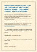 NSG 350 Mental Health Week 5 Exam &NewLine;&vert;100 Questions with 100&percnt; Correct &NewLine;Answers &vert; Verified &vert; Latest Update 2026&sol;2027 A&plus; GRADE ASSURED &NewLine;