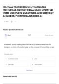 MANUAL TRANSMISSION&sol;TRANSAXLE PRINCIPLES NEWEST FINAL EXAM UPDATED WITH COMPLETE QUESTIONS AND CORRECT ANSWERS&sol;&sol;VERIFIED&sol;&sol;GRADED A&plus;