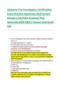 Alabama Fire Investigator Certification &NewLine;Exam Practice Questions And Correct &NewLine;Answers &lpar;Verified Answers&rpar; Plus &NewLine;Rationale 2026 Q&A&vert; Instant Download &NewLine;Pdf 
