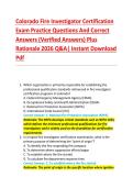 Colorado Fire Investigator Certification &NewLine;Exam Practice Questions And Correct &NewLine;Answers &lpar;Verified Answers&rpar; Plus &NewLine;Rationale 2026 Q&A&vert; Instant Download &NewLine;Pdf 