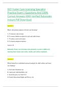 DCF Foster Care Licensing Specialist &NewLine;Practice Exam &vert; Questions And 100&percnt; &NewLine;Correct Answers With Verified Rationales &NewLine;Instant Pdf Download
