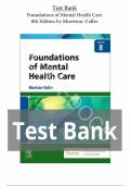 Test bank for Foundations of Mental Health Care 8th Edition&NewLine;by Michelle Morrison-Valfre RN BSN MHS FNP &lpar;Author&rpar; all pages covered fully with test questions and answers guide A&plus;