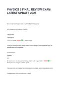 PHYSICS FINAL EXAM WITH &NewLine;VERIFIED ANSWERS 2026 