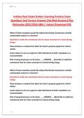 Indiana Real Estate Broker Licensing Practice Exam &NewLine;Questions And Correct Answers &lpar;Verified Answers&rpar; Plus &NewLine;Rationales 2025&sol;2026 Q&A &vert; Instant Download Pdf&period;