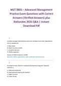 MGT 8803 &ndash; Advanced Management Practice Exam Questions with Correct Answers &lpar;Verified Answers&rpar; plus Rationales 2026 Q&A &vert; Instant Download Pdf