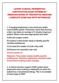 2026-2027 LATEST CLINICAL INFORMATICS&NewLine;CERTIFICATION EXAM OFFERED BY&NewLine;AMERICAN BOARD OF PREVENTIVE MEDICINE&NewLine;&vert; COMPLETE EXAM Q&A WITH RATIONALES