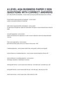 A LEVEL AQA BUSINESS PAPER 2 2026&NewLine;QUESTIONS WITH CORRECT ANSWERS