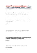 Funeral Prearrangement License Exam Texas &ndash; Questions and Correct Answers
