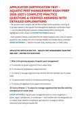 APPLICATOR CERTIFICATION TEST &ndash; AQUATIC PEST MANAGEMENT EXAM PREP 2026&ndash;2027 &vert; COMPLETE PRACTICE QUESTIONS & VERIFIED ANSWERS WITH DETAILED EXPLANATIONS