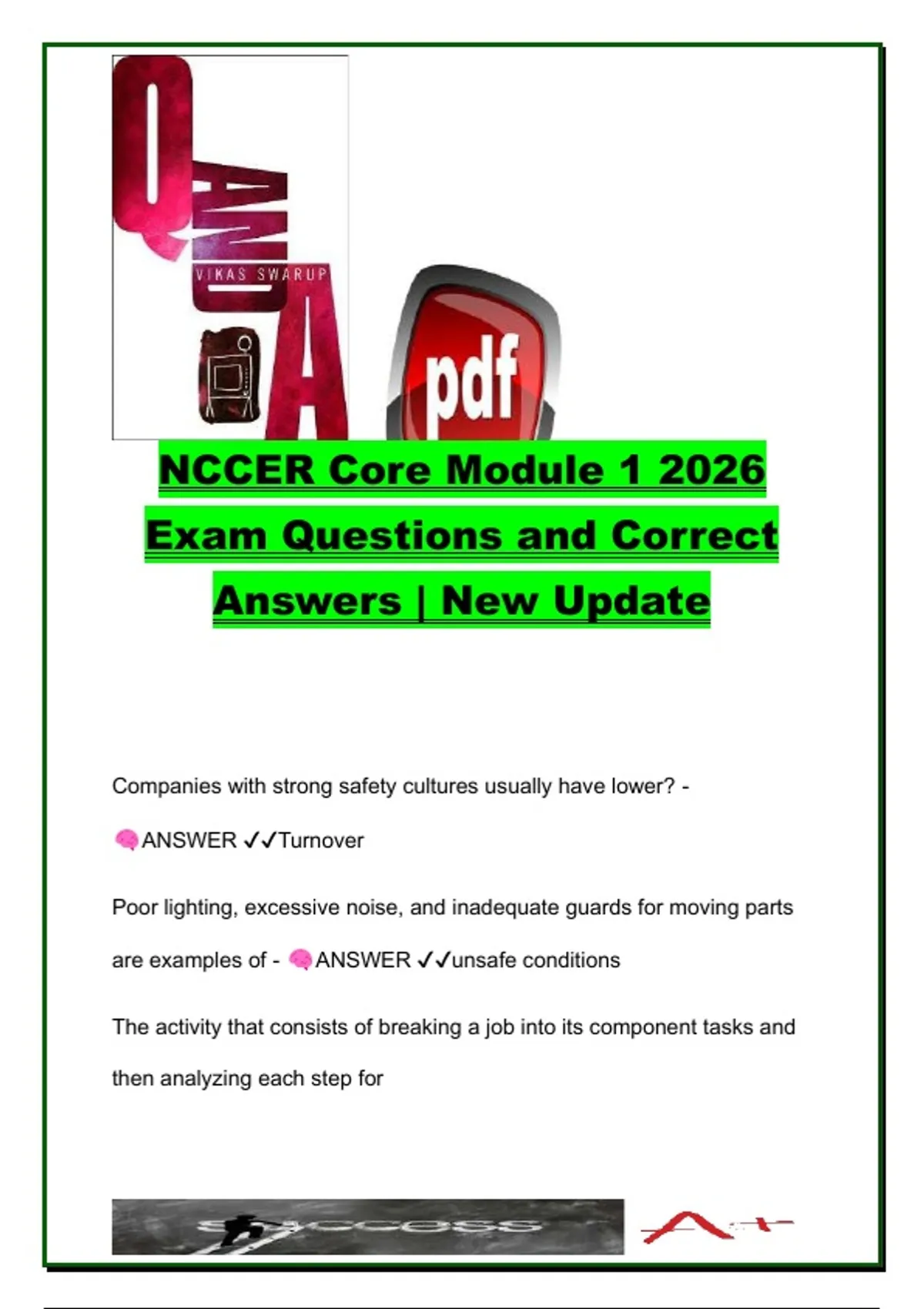 NCCER Core Module 1 Basic Safety 2026 Exam Prep | 50+ Questions ...