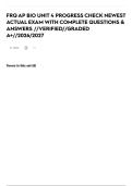 FRQ AP BIO UNIT 4 PROGRESS CHECK NEWEST ACTUAL EXAM WITH COMPLETE QUESTIONS & ANSWERS &sol;&sol;VERIFIED&sol;&sol;GRADED A&plus;&sol;&sol;2026&sol;2027