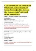 Louisiana Municipal and Public Works &NewLine;Construction Exam Questions And &NewLine;Correct Answers &lpar;Verified Answers&rpar; &NewLine;Plus Rationales 2025&sol;2026 Q&A &vert; &NewLine;Instant Download Pdf 