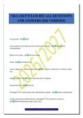 MLS ASCP EXAM RECALL QUESTIONS&NewLine;AND ANSWERS 2026 VERIFIED&period;