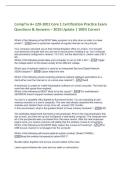 CompTia A&plus; 220-1001 Core 1 Certification Practice Exam&NewLine;Questions & Answers &ndash; 2026 Update &vert; 100&percnt; Correct&NewLine;Which of the following is the MOST likely symptom of a dirty drum or roller in a laser&NewLine;printer&quest; - Lines or splotches repeated at regular intervals o
