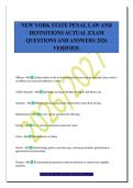 NEW YORK STATE PENAL LAW AND&NewLine;DEFINITIONS ACTUAL EXAM&NewLine;QUESTIONS AND ANSWERS 2026&NewLine;VERIFIED&period;