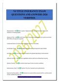 NJ TITLE INSURANCE EXAM&NewLine;QUESTIONS AND ANSWERS 2026&NewLine;VERIFIED