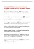 Dysphagia Rehabilitation Goals&comma; Frameworks&comma; and&NewLine;Techniques Exam questions 2026 Update with complete&NewLine;solutions&period;&NewLine;What is the goal of dysphagia rehabilitation&quest; -To improve swallowing&NewLine;safety&comma; efficiency&comma; and function by targeting physiology&comma; strength&comma; ski
