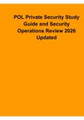 POL Private Security Study Guide Security Operations Review Private Security Procedures Exam Prep 2025&sol; 2026 Updated with Solution