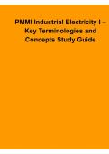 PMMI Industrial Electricity I Key Terminologies and Concepts Study Guide Industrial Electricity Exam Prep Electrical Fundamentals 2025&sol; 2026 Updated with Solution