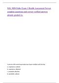NSG 3850 Patho Exam 1 Health Assessment Newest complete questions and correct verified answers  already graded A&plus;