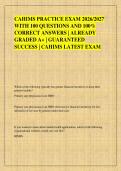 CAHIMS PRACTICE EXAM 2026&sol;2027 &NewLine;WITH 100 QUESTIONS AND 100&percnt; &NewLine;CORRECT ANSWERS &vert; ALREADY &NewLine;GRADED A&plus; &vert; GUARANTEED &NewLine;SUCCESS &vert; CAHIMS LATEST EXAM