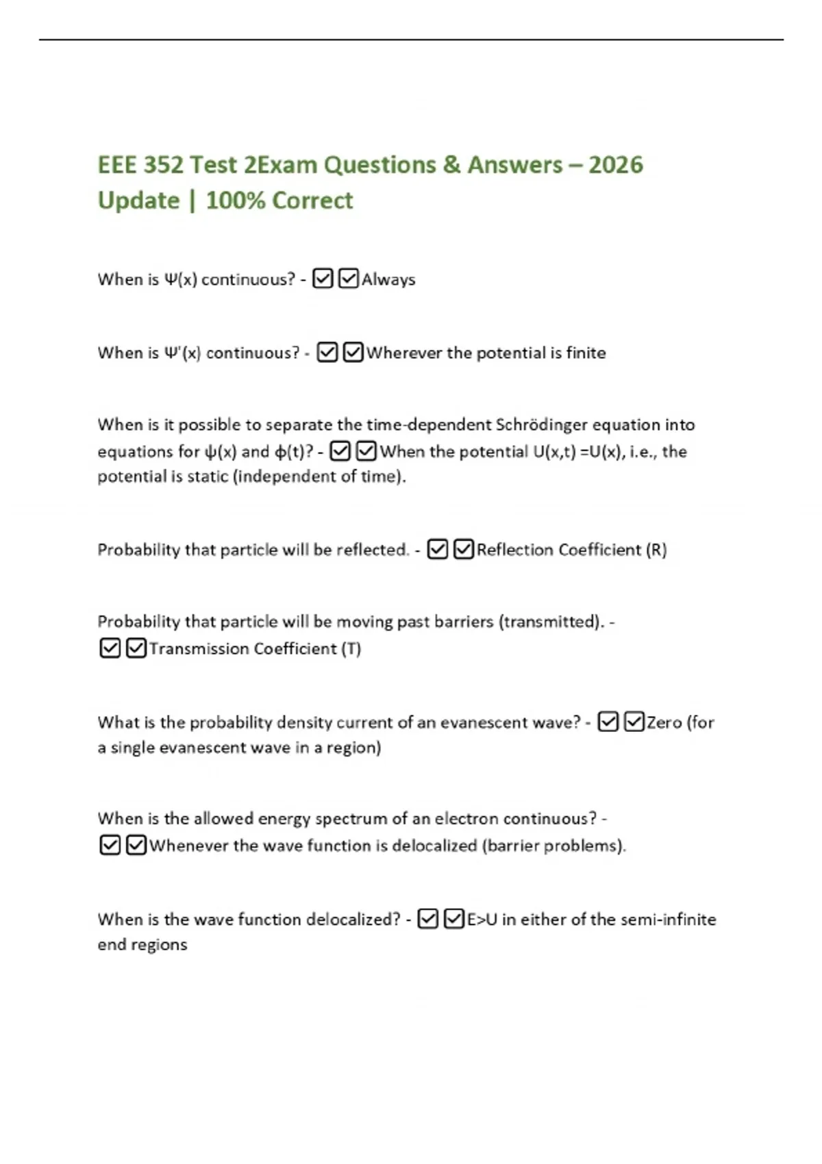 EEE 352 Test 2Exam Questions & Answers – 2026 Update | 100% Correct ...