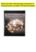 Adams and Urban&comma; Pharmacology&colon; Connections to Nursing Practice&comma; 3rd edition Test Bank All chapters&vert;&vert; Latest 2026