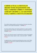 CAHIMS ACTUAL LATEST EXAM &NewLine;2026&sol;2027 WITH 130 QUESTIONS AND &NewLine;WELL-VERIFIED CORRECT ANSWERS &vert; &NewLine;ALREADY GRADED A&plus; &vert; GUARANTEED &NewLine;PASS &vert; CAHIMS LATEST EXAM 2026&sol;2027