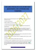 NY LIFE INSURANCE EXAM REVIEW&NewLine;QUESTIONS AND ANSWERS 2026&NewLine;VERIFIED