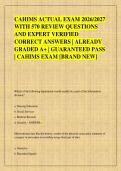 CAHIMS ACTUAL EXAM 2026&sol;2027 &NewLine;WITH 570 REVIEW QUESTIONS &NewLine;AND EXPERT VERIFIED &NewLine;CORRECT ANSWERS &vert; ALREADY &NewLine;GRADED A&plus; &vert; GUARANTEED PASS &NewLine;&vert; CAHIMS EXAM &lbrack;BRAND NEW&rsqb;