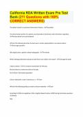 Test Bank For California RDA Written Exam&period; Questions with 100&percnt; CORRECT ANSWERS