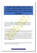 OLERE &lpar;OKLAHOMA LEGAL AND&NewLine;ETHICAL RESPONSIBILITIES EXAM&rpar;&NewLine;EXAM QUESTIONS AND ANSWERS 2026&NewLine;VERIFIED&period;